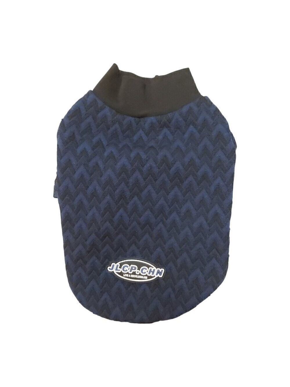 NWOT Pupwonders High-Neck Geometric Blue/Black Jacquard Knit Dog Sweater–Size XS